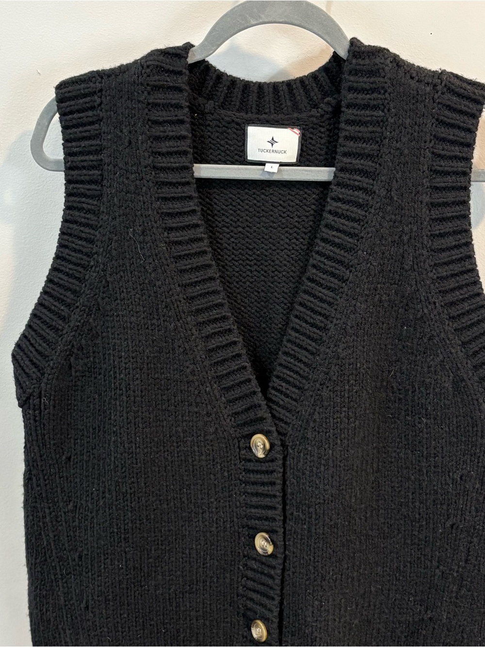 Tuckernuck Black Chunky Wool Blend Vest Size Large Academia - Picture 4 of 9